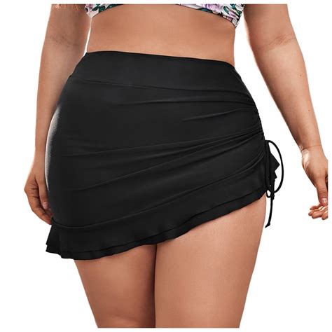 Gibobby Womens Swim Bottoms Summer Waistband Layered Black Swim Skirts ...