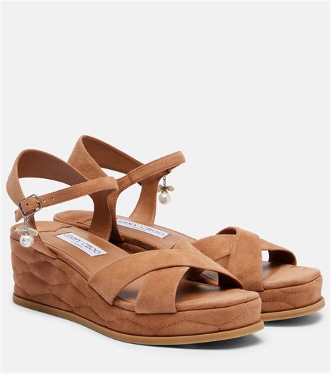 Astra 60 suede wedge sandals in brown - Jimmy Choo | Mytheresa