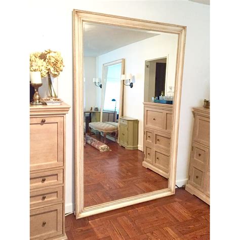 Large Wood Framed Floor Mirror - AptDeco