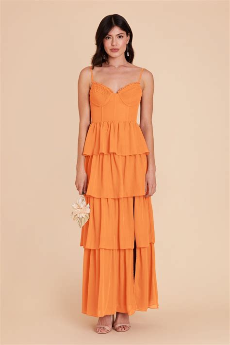 Lola Chiffon Dress - Apricot | Yellow bridesmaid dresses, Orange ...