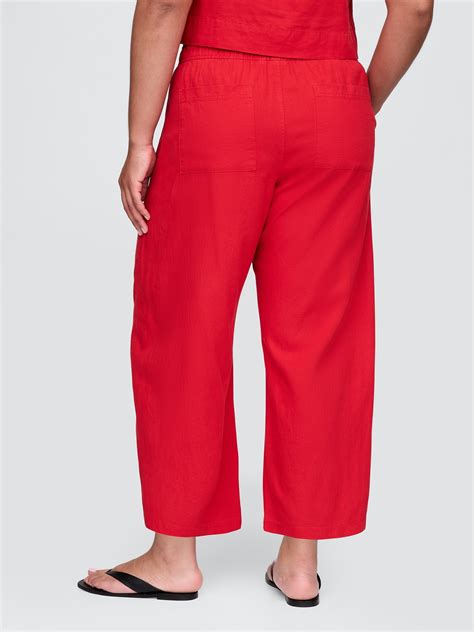Mid Rise Linen-Blend Easy Barrel Pants | Gap