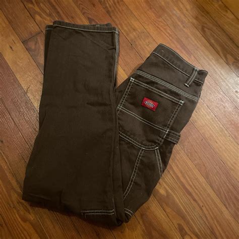 brown dickies carpenter pants mid rise - Depop
