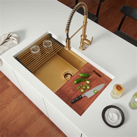 Ruvati 30-inch Undermount Satin Matte Gold Stainless Steel Kitchen Sink ...