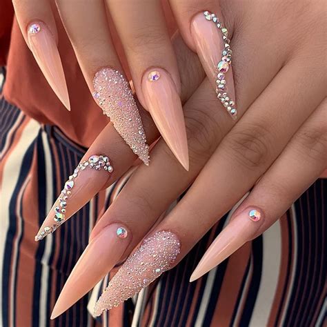 Acrylic Nail Designs With Rhinestones at Jill Deleon blog