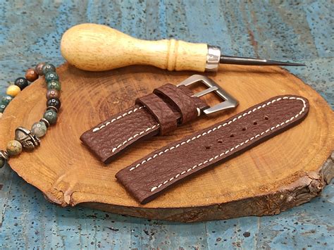 Cinturino "Squalo Marrone Medio" in pelle pregiata - stile Panerai Pre ...
