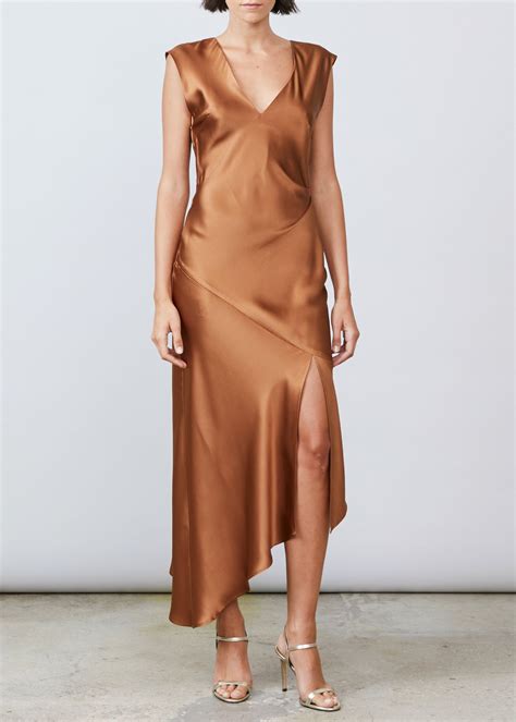 Desiree Deep V-Back - Bronze | Dress, Perfect holiday dress, Silk dress