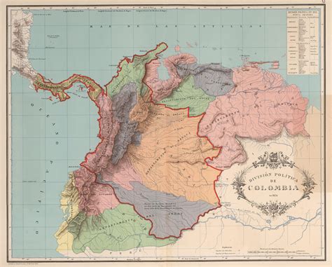 Political division of Gran Colombia (1824) - Milhaud Maps