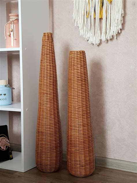 Wicker Decorative Vase, Floor Vase, Decorative Floor Vase, Home Decor ...