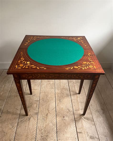 Antique marquetry card table, Dutch marquetry card table, mahogany card ...