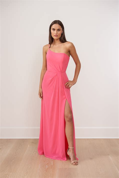 B263006 Stylish Poly Chiffon A-line Gown with Asymmetrical One Shoulder ...