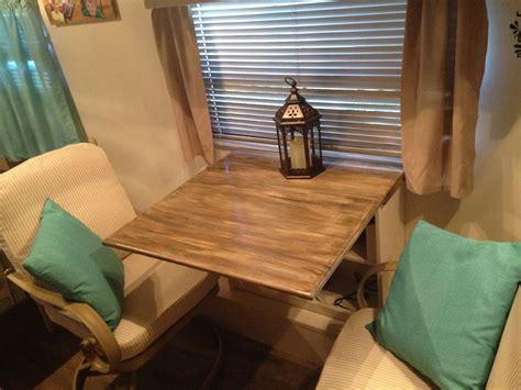 DIY Camper Renovation: Swivel Patio Chairs and Bookcase Table Upgrade
