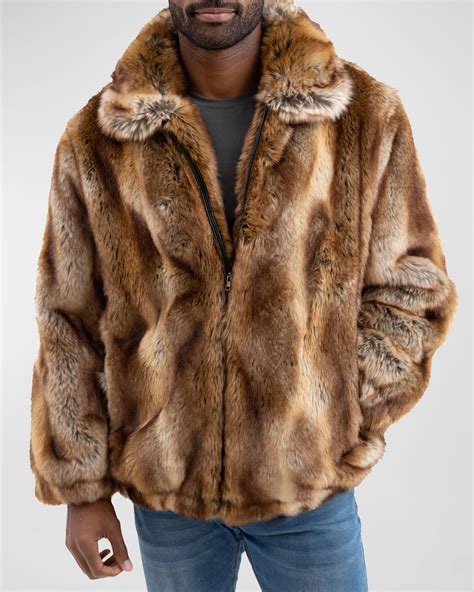 Fabulous Furs Men's Shawl Collar Faux Fur Coat | Neiman Marcus