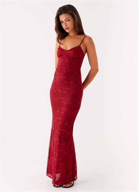 Rosa Corset Maxi Dress - Red - Peppermayo US
