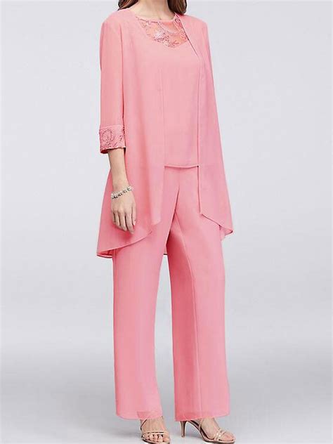 Pant Suits 3Pcs Women Wedding Formal Outfit Set Chiffon Evening Gown ...