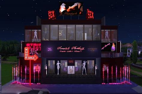 Neon-lit Strip Club and Brothel in Sims 4