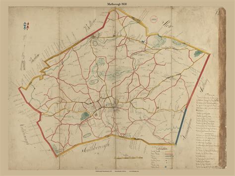 Marlborough, Massachusetts 1830 Old Town Map Reprint - Roads Homeowner ...
