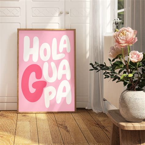 Hola Print, Hola Guapa Poster, Quote Printable Wall Art, Pink Wall ...