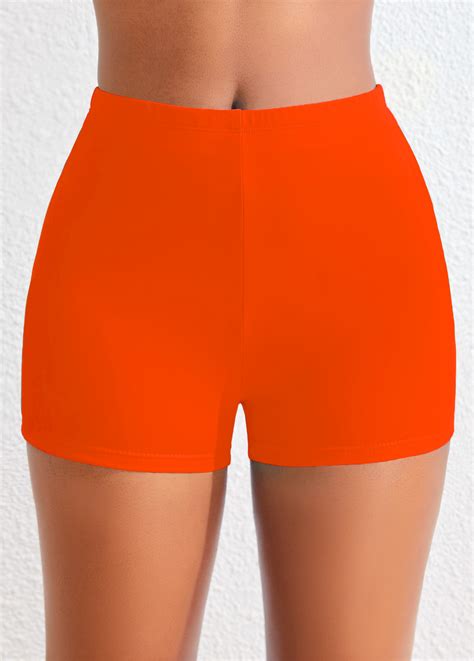 Mid Waisted Orange Stretchy Swimwear Shorts-an amazing $19.98-Swimwear ...