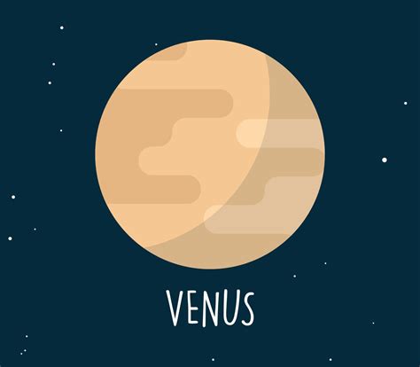 Venus planet and simple sphere on space background flat vector ...