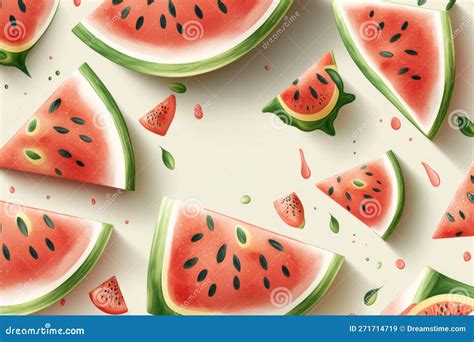 Seamless Watermelons Pattern. Background with Watercolor Watermelon ...