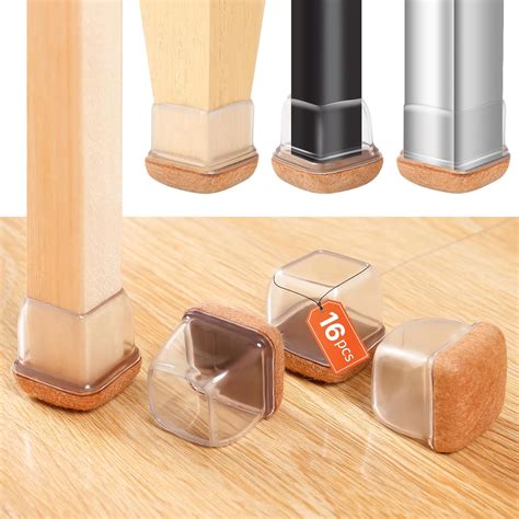 16PCS Square Chair Leg Floor Protectors, Felt Furniture Pads for ...