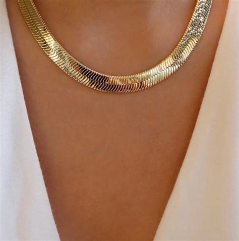 Women's Herringbone Gold Chain at Cristal Lawrence blog