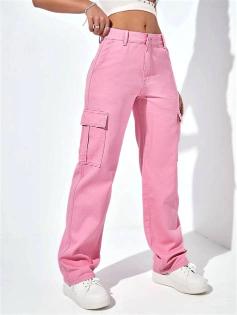 High Rise Cargo Jeans - Comfy Cargo Pants