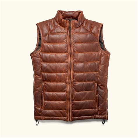 Brown Puffer Vest: 100% Leather & Down Feather | Buffalo Jackson