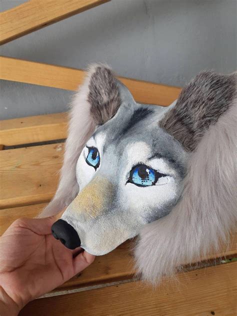Therian Gray or Black Wolf Mask Handmade Canine Spirit Animal Mask ...