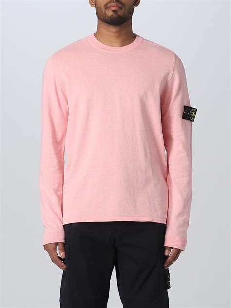 STONE ISLAND: Sweater men - Pink | Stone Island sweater 1015532B9 ...