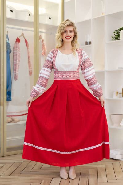 Сарафан женский летний красный славянский русский народный подгрудный ...