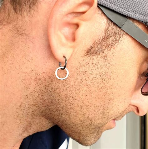 Mens Hoop Earring Mens Dangle Earring Black Earring for Men - Etsy