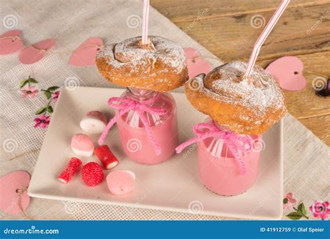 Ensaimada and milkshake stock image. Image of dairy, candy - 41912759