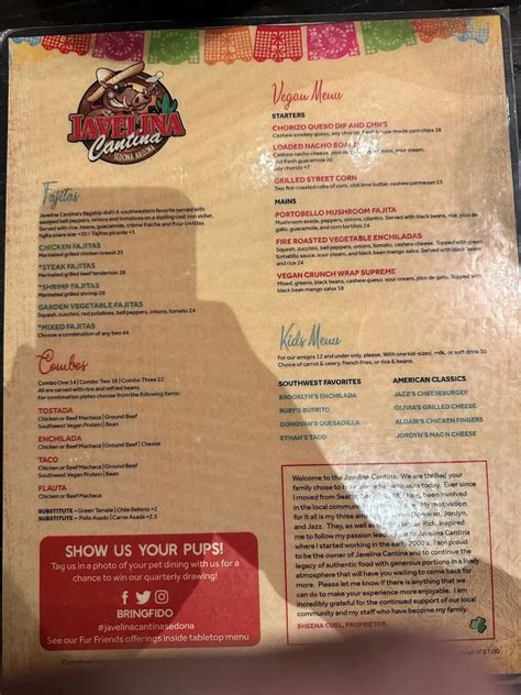 Javelina Cantina Menu - Updated November 2025