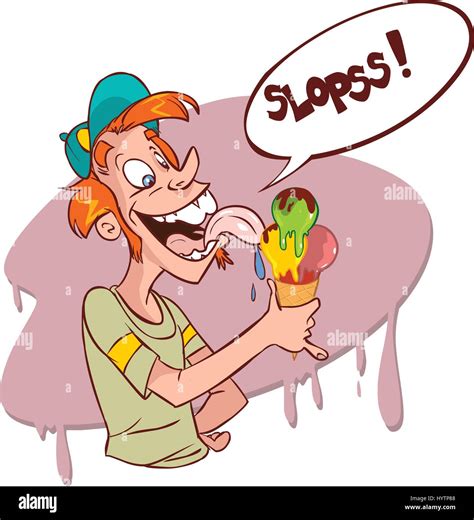 vector illustration of a child licking ice cream Stock Vector Image ...