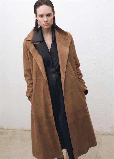Belted suede trench coat - Mango