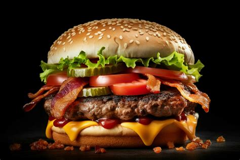 Juicy Burger big juicy burger with bacon and melte 30624791 Stock Photo ...