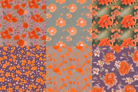 floral wallpaper texture with small flowers, orange | Stable Diffusion