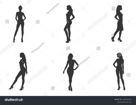 Silhouettes Set Beautiful Sexy Women Stock Vector (Royalty Free ...