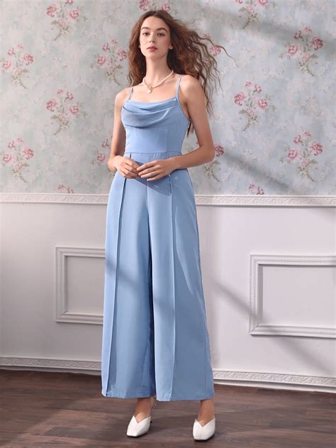 SHEIN MOD Ruched Press Crease Zip Back Cami Jumpsuit | Jumpsuits for ...