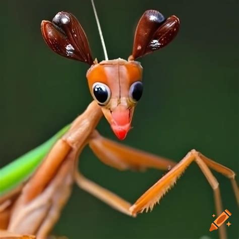 Funny praying mantis wearing rudolph costume on Craiyon