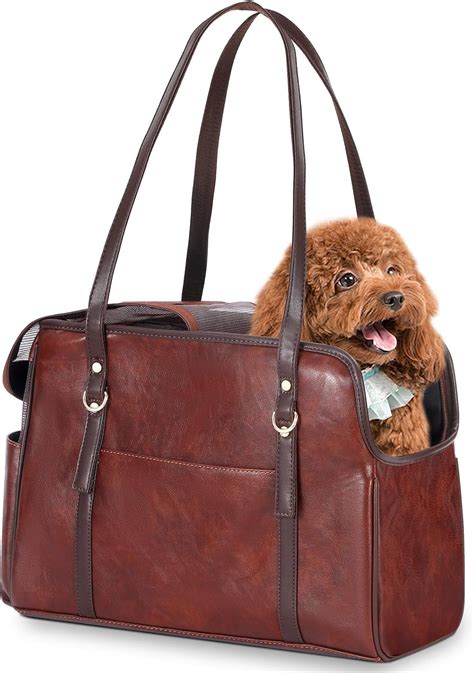 Amazon.com: Lasaviin Dog Carrier Purse, Fashion Leather Pet Carrier ...