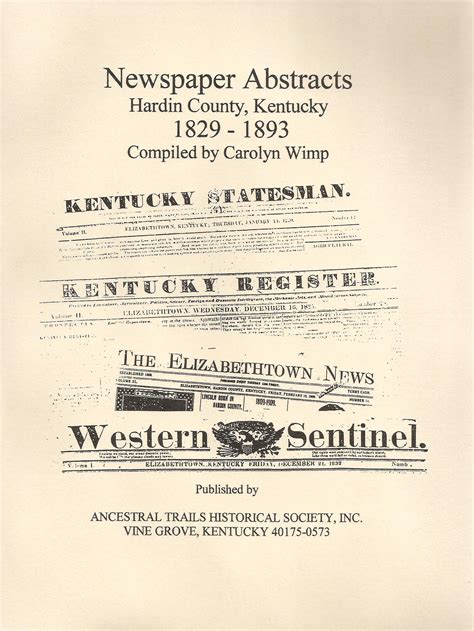 Hardin Co., KY Newspaper Abstracts 1829 - 1893 | Ancestral Trails ...