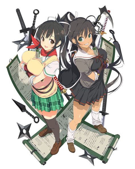 asuka and homura (senran kagura and 2 more) drawn by yaegashi_nan ...