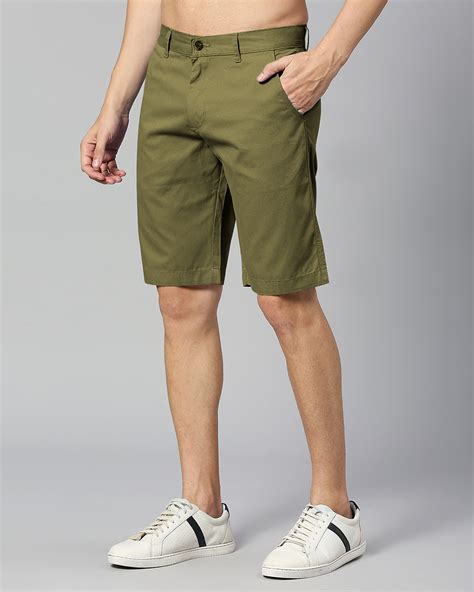 Buy Men's Olive Green Slim Fit Shorts Online in India at Bewakoof