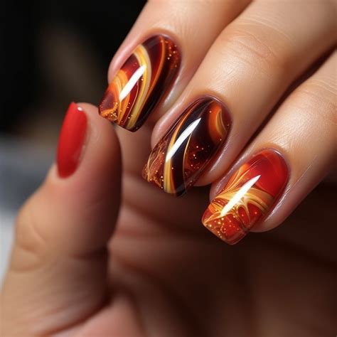 fall nails design flame color palette nel 2025 | Unghie