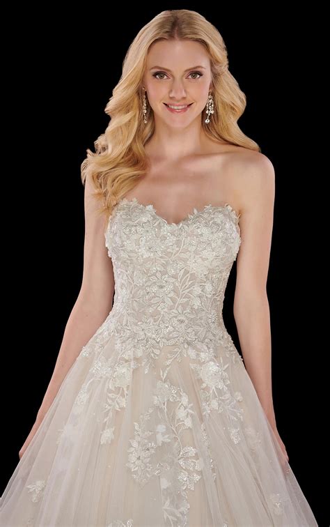 Modern Ballgown Wedding Dress with 3D Flowers - Martina Liana Wedding Dresses