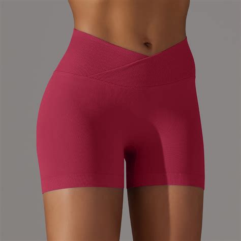 OKBOP Red Womens Shorts Athletic- Yoga Pants Loungewear Skinny Sports ...