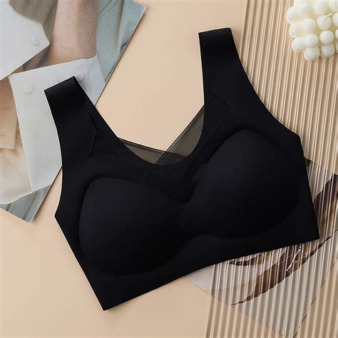 Black Bra Women's Underwear Small Breasts Are Made Larger No Rims Vest ...