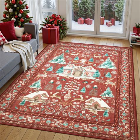 Moynesa 5'x7' Christmas Area Rugs for Living Room,Machine Washable Area ...